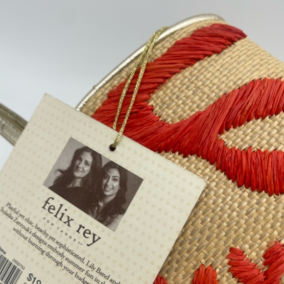 Felix Rey Orange Coral and Rattan Clutch Purse - Picture 4 of 9